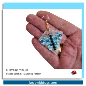 BUTTERFLY BLUE: Peyote Stitch Earring Pattern by Bead with Bugs