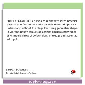 SIMPLY SQUARED: A Peyote Stitch Beaded Bracelet Pattern by Bead with Bugs