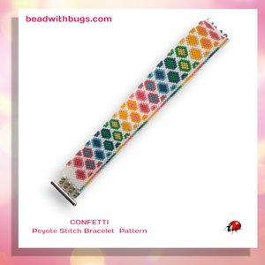 CONFETTI: A Peyote Stitch Beaded Bracelet Pattern by Bead with Bugs