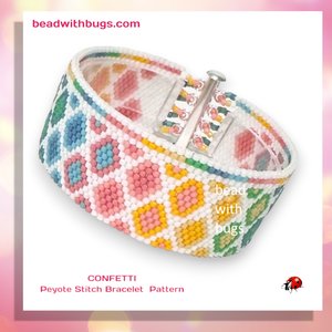 CONFETTI: A Peyote Stitch Beaded Bracelet Pattern by Bead with Bugs