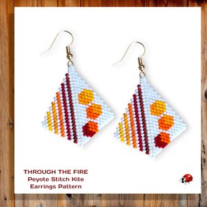 THROUGH THE FIRE: Peyote Stitch Beaded Earring Pattern by Bead with Bugs