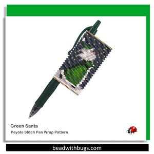 SANTA in the STARS: Peyote Stitch Beaded Pen Wrap by Bead with Bugs