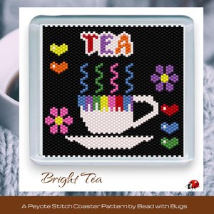 BRIGHT TEA: Peyote Stitch Beaded Coaster Pattern by Bead with Bugs