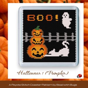 HALLOWEEN 1: Peyote Stitch Beaded Coaster Pattern by Bead with Bugs
