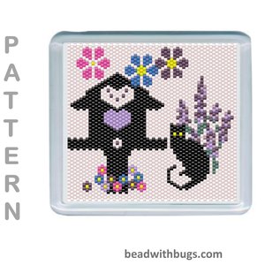 LAVENDER THEMED  SET: Peyote Stitch Beaded Coaster Pattern by Bead with Bugs