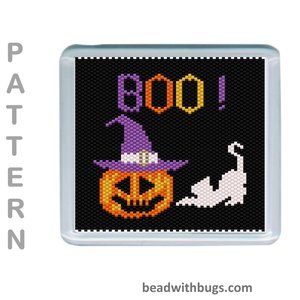 THE HALLOWEEN SET: Peyote Stitch Beaded Coaster Pattern by Bead with Bugs
