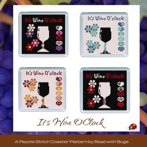 ITS WINE O'CLOCK: Peyote Stitch Beaded Coaster Pattern by Bead with Bugs