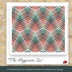THE HYPNOTIC SET: Peyote Stitch Beaded Coaster Pattern by Bead with Bugs