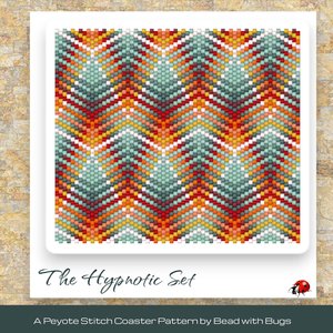 THE HYPNOTIC SET: Peyote Stitch Beaded Coaster Pattern by Bead with Bugs