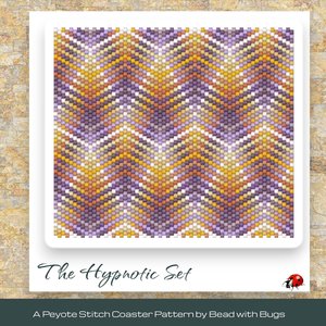 THE HYPNOTIC SET: Peyote Stitch Beaded Coaster Pattern by Bead with Bugs