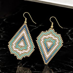 AQUA OMBRE:  Brick Stitch Beaded Earrings Pattern by Bead with Bugs