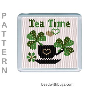 THE SHAMROCKS SET: Peyote Stitch Beaded Coaster Pattern by Bead with Bugs