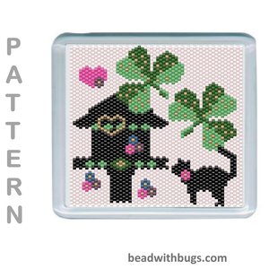 THE SHAMROCKS SET: Peyote Stitch Beaded Coaster Pattern by Bead with Bugs