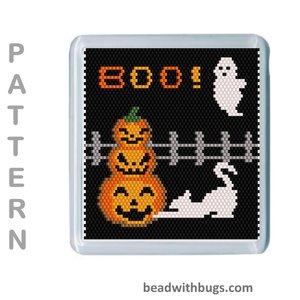 THE HALLOWEEN SET: Peyote Stitch Beaded Coaster Pattern by Bead with Bugs