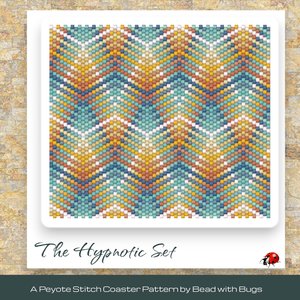 THE HYPNOTIC SET: Peyote Stitch Beaded Coaster Pattern by Bead with Bugs