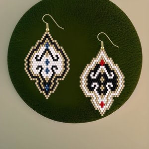 A LACY STATEMENT:  Brick Stitch Beaded Earrings Pattern by Bead with Bugs