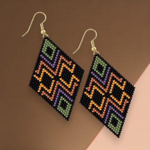 EARTHBOUND:  Brick Stitch Beaded Earrings Pattern by Bead with Bugs