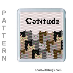 CATITUDE: Peyote Stitch Beaded Coaster Pattern by Bead with Bugs