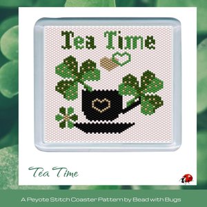 SHAMROCKS TEA TIME: Peyote Stitch Beaded Coaster Pattern by Bead with Bugs