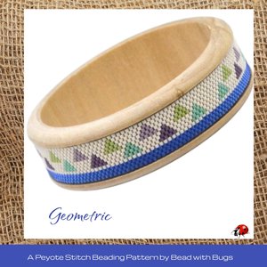 Peyote Stitch Beaded Bangle Band Pattern by Bead with Bugs, Geometric is a minimalist design for a beaded band to add to a bangle blank.