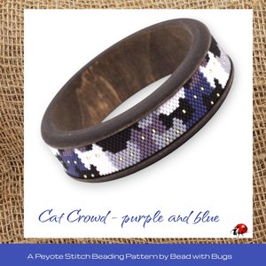 CAT CROWD: A Peyote Stitch Beaded Bangle Band Pattern by Bead with Bugs