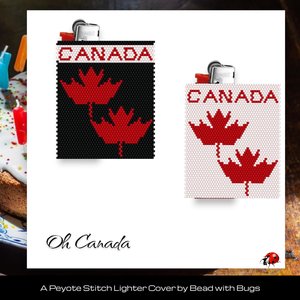 OH CANADA:  Peyote Stitch Beaded Lighter Cover by Bead with Bugs