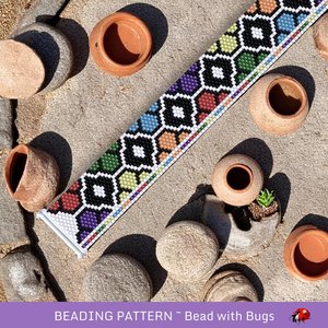 Peyote Stitch Beaded Bracelet Pattern by Bead with Bugs, Bright Stained Glass
