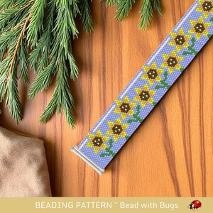 Beaded Bracelet Pattern, Peyote Stitch, Miyuki Delica (PDF), SUNFLOWERS