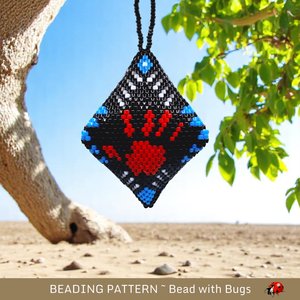 Peyote Stitch POD Pattern: Indigenous Styling with Red Hand Motif