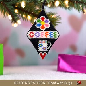 3D Peyote Stitch Beaded Pod Pattern by Bead with Bugs, Coffee, Ornament, purse charm, decoraton, PDF