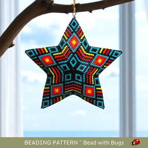 3D Peyote Star Bead Pattern in Indigenous Style - Charming Decor for Home & Holidays