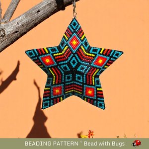 3D Peyote Star Bead Pattern in Indigenous Style - Charming Decor for Home & Holidays
