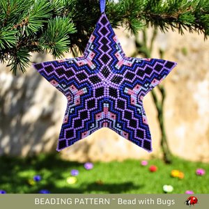 NATALIE,  Delightful 3D Beaded Star  PDF Pattern - Perfect for Christmas Tree Decoration