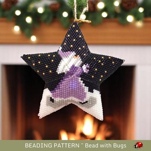 Santa in the Stars 3D Peyote Stitch Beaded Star Pattern - 3x3 Dimension of Santa Gazing at Stars