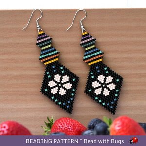 Brick Stitch Beaded Earrings Pattern by Bead with Bugs, Good to Grow, shaped brick stitch earrings, PDF