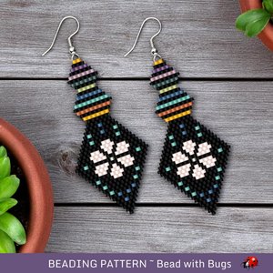 Brick Stitch Beaded Earrings Pattern by Bead with Bugs, Good to Grow, shaped brick stitch earrings, PDF