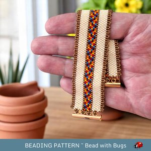 Peyote Stitch Beaded Bracelet an Earrings Pattern Set, FIRE & ICE 1, Southwestern Design, PDF