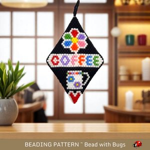 3D Peyote Stitch Beaded Pod Pattern by Bead with Bugs, Coffee, Ornament, purse charm, decoraton, PDF