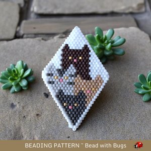 THE CATS beaded Peyote Stitch POD Pattern.