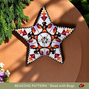 3D Beaded Peyote Star Pattern by Bead with Bugs, Thunderbird, tree decoration, ornament, PDF