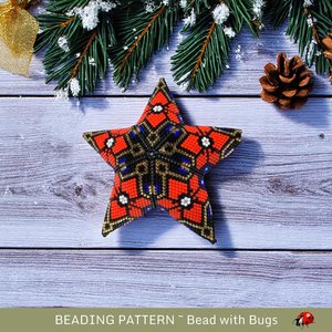 Beaded POINSETTIA Star Pattern PDF | 3D Ornament Decoration