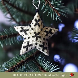 Celtic designed Black STAR IN STAR-A Peyote Stitch Beaded Star Pattern