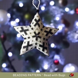 Celtic designed Black STAR IN STAR-A Peyote Stitch Beaded Star Pattern