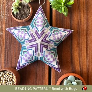 Soft-Colored Anemone Beaded Star Pattern - 3D Peyote Stitch Ornament for Year-Round Display