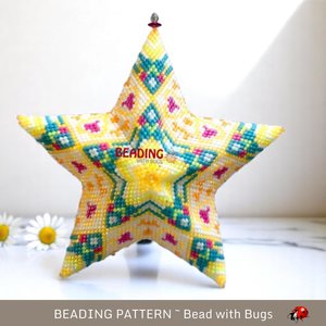 Beaded Star Pattern: Limoncello in Vibrant Gelato Colors - Peyote Stitch