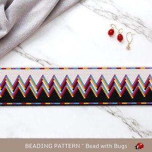 Peyote Stitch WIDE Beaded Bracelet Pattern by Bead with Bugs, A Statement Bracelet, PDF