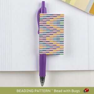 Peyote Stitch Beaded Pen Wrap by Bead with Bugs, BATIK STRIPES, Beaded Pen Wrap for Pilot G2 Pen