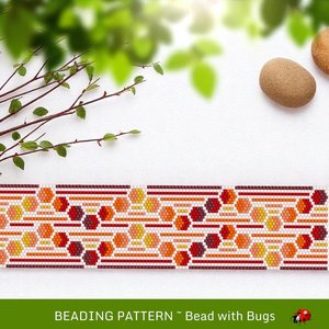 Peyote Stitch WIDE Beaded Bracelet Pattern by Bead with Bugs, Through the Fire, PDF