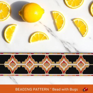 Peyote Stitch WIDE Beaded Bracelet Pattern by Bead with Bugs, Tequila, PDF