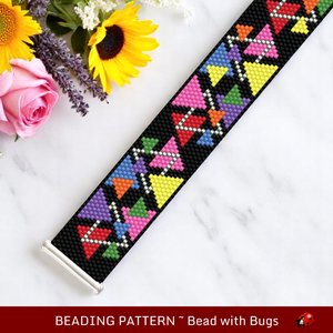 Peyote Stitch Beaded Bracelet Pattern by Bead with Bugs, HAPPY ANGLES, PDF